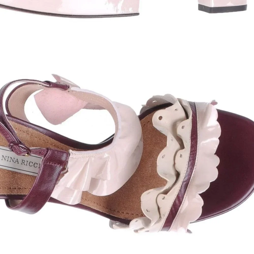 NIB Nina Ricci runway patent‎ leather platform sandals
